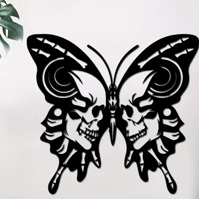 Trang trí tường hình bướm đầu lâu (Butterfly Skull) in 3D độc đáo