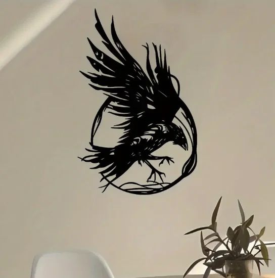 Tranh treo tường hình bóng quạ (Crow Silhouette) trang trí độc đáo - Image 1