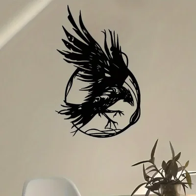 Tranh treo tường hình bóng quạ (Crow Silhouette) trang trí độc đáo
