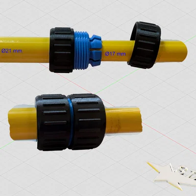 Khớp nối vít ống lồng (telescopic screw connection) Ø21 sang Ø17 mm