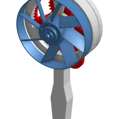 Quạt tay cơ học với hệ thống bánh răng hành tinh in 3D độc đáo