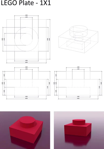 Mô hình LEGO Plate 1x1: Tự in linh kiện lắp ráp chất lượng cao - Image 3