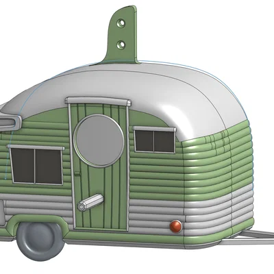 Nhà chim 3D hình xe caravan cổ điển trang trí sân vườn