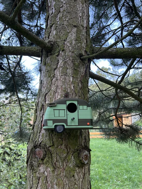 Nhà chim 3D hình xe caravan cổ điển trang trí sân vườn - Image 2