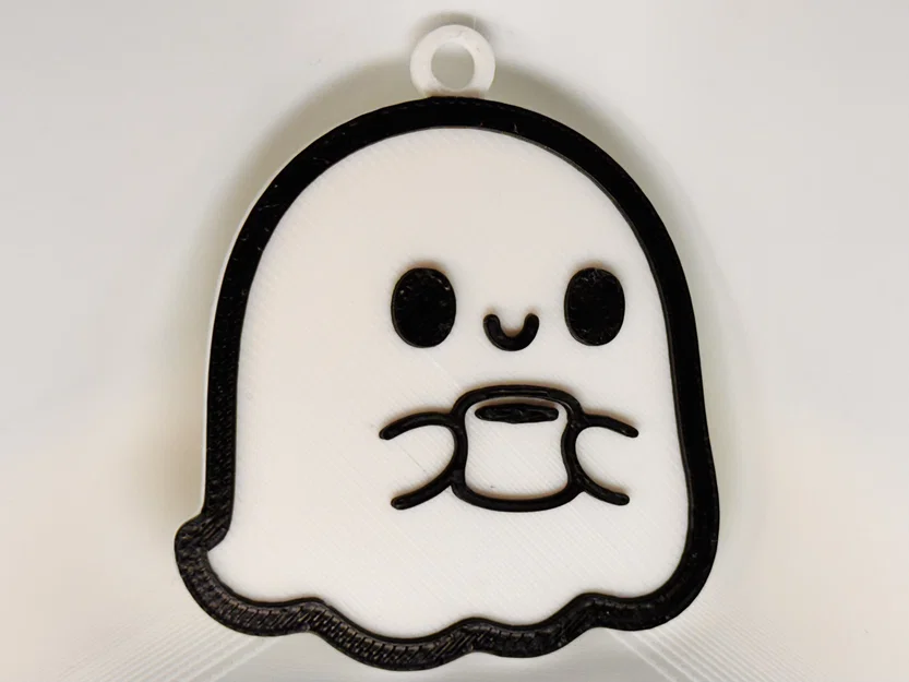 Móc Khóa Ma Uống Cà Phê (Ghost Drinking Coffee Keychain) - Image 1