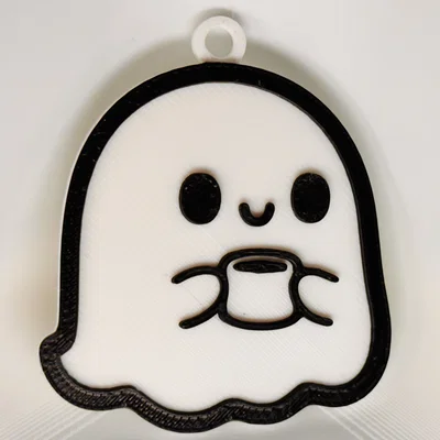 Móc Khóa Ma Uống Cà Phê (Ghost Drinking Coffee Keychain)