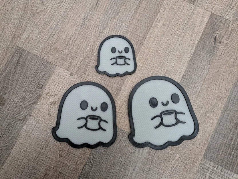 Mô hình ma uống cà phê dễ thương - File STL trang trí Halloween - Image 1
