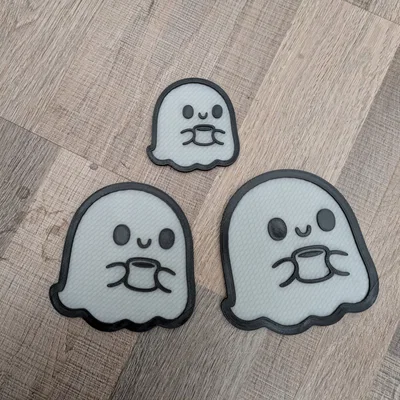 Mô hình ma uống cà phê dễ thương - File STL trang trí Halloween