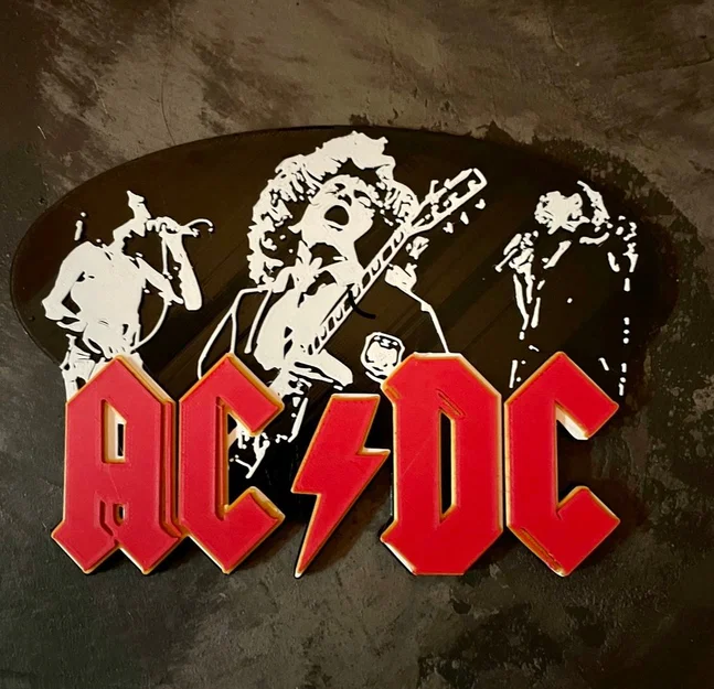 Mô hình 3D trang trí logo ban nhạc AC/DC ấn tượng - Image 1