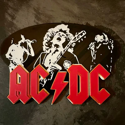 Mô hình 3D trang trí logo ban nhạc AC/DC ấn tượng