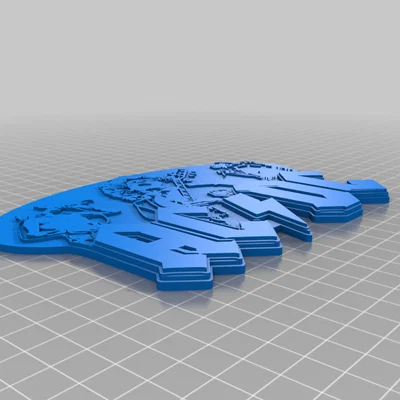 Mô hình 3D trang trí logo ban nhạc AC/DC ấn tượng