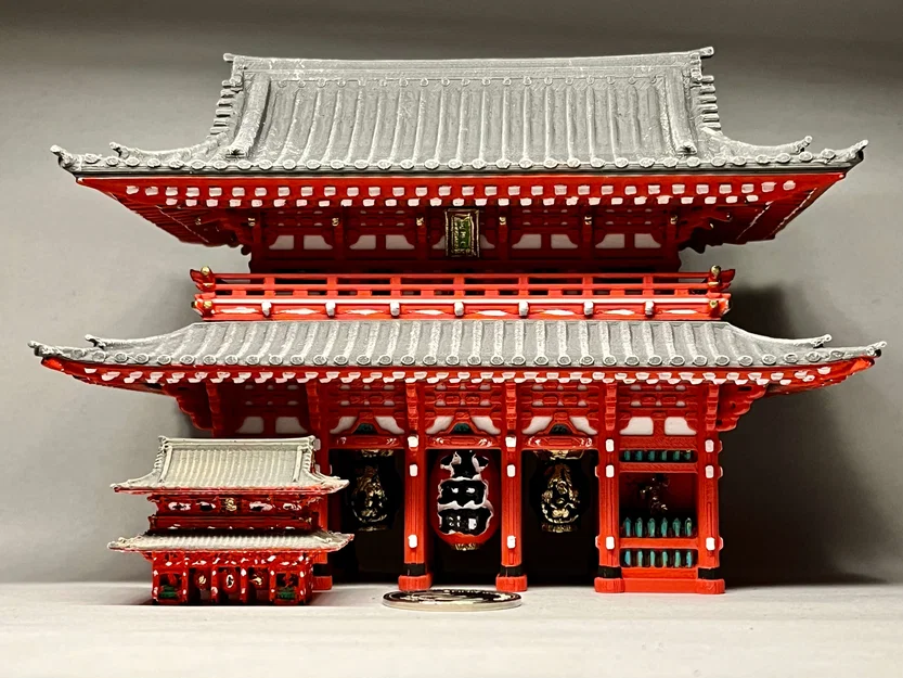 Hozomon 宝蔵門 - Mô hình kiến trúc đền Sensō-ji, Tokyo, Nhật Bản - Image 9