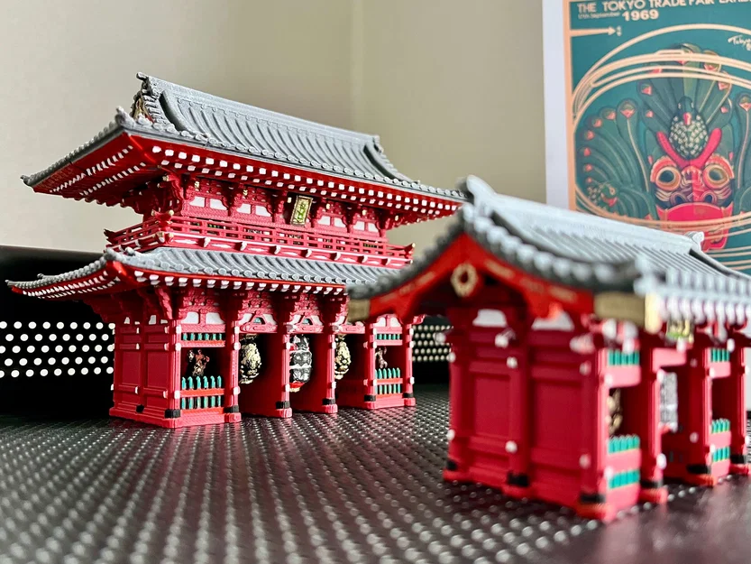 Hozomon 宝蔵門 - Mô hình kiến trúc đền Sensō-ji, Tokyo, Nhật Bản - Image 13