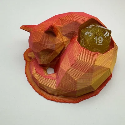 Đế D20 Low Poly – Dice Guardians (Mèo, Cáo, Chó, Đầu Lâu) DnD