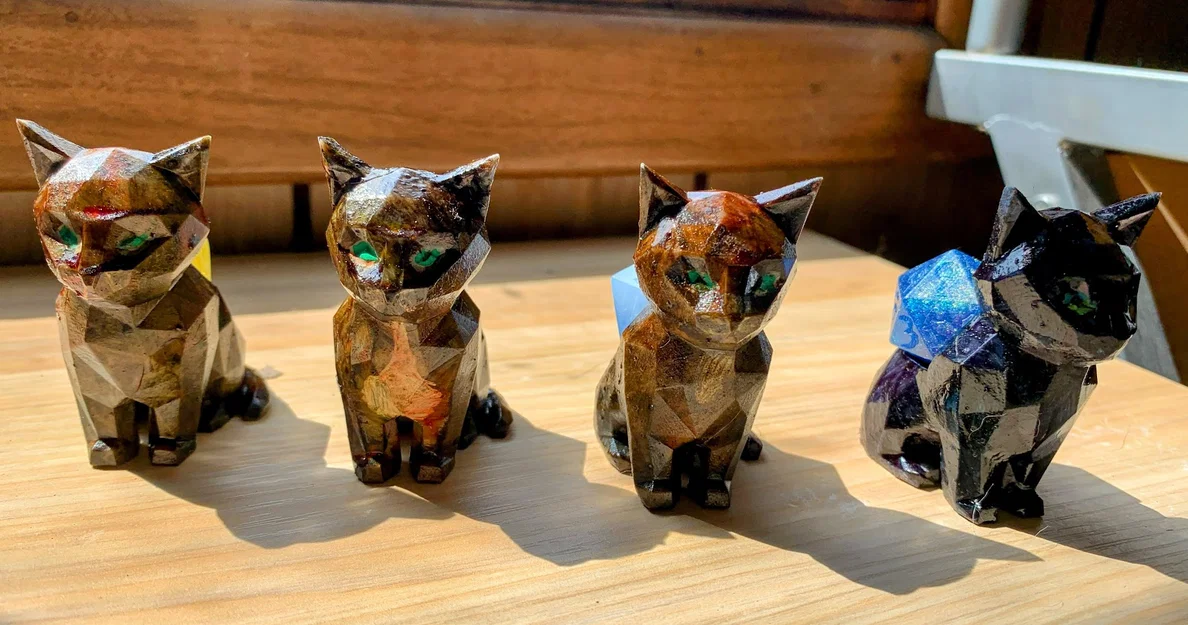 Đế D20 Low Poly – Dice Guardians (Mèo, Cáo, Chó, Đầu Lâu) DnD - Image 13