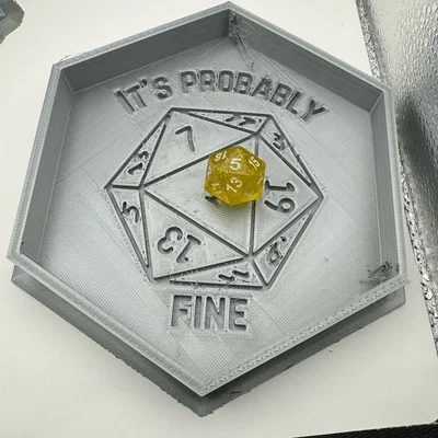 Khay gieo xúc xắc "It's Probably Fine" cho D&D (Nat 1)
