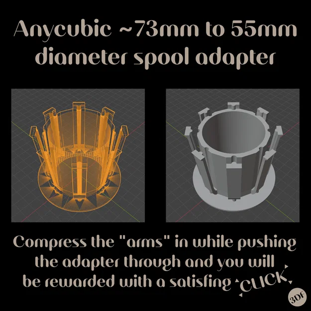 Adapter cuộn Anycubic ~73mm sang 55mm (ví dụ: Bambu Labs AMS) - Image 2