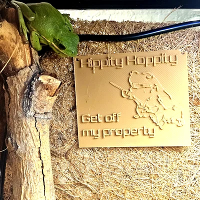 Bảng hiệu 3D hài hước: Chú ếch bảo vệ lãnh thổ (Frog Sign)