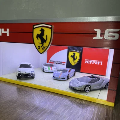 Mô hình gara trưng bày xe Ferrari tỷ lệ 1:64 in 3D