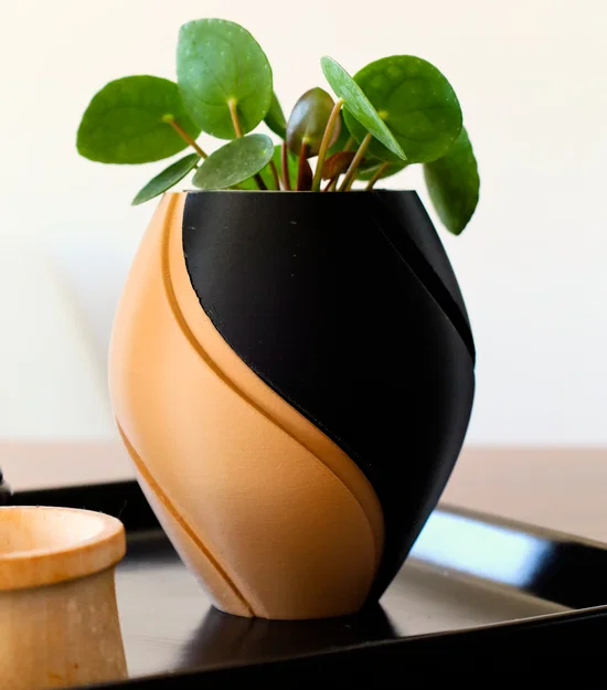 Pot 6 – Chậu cong hai màu cho sen đá - Image 1