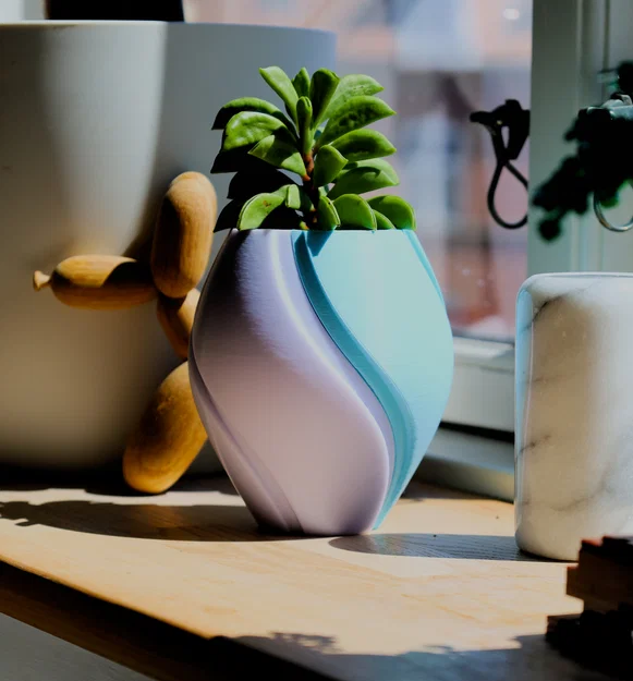 Pot 6 – Chậu cong hai màu cho sen đá - Image 2