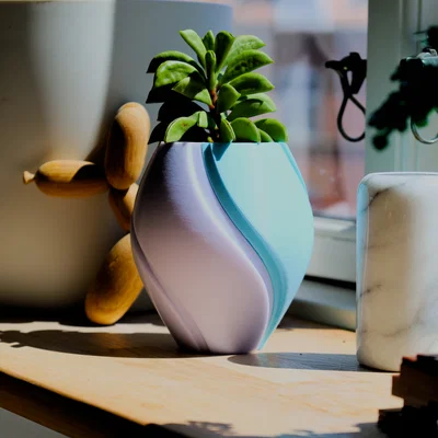 Pot 6 – Chậu cong hai màu cho sen đá