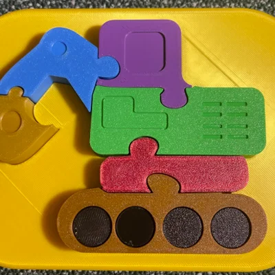 Puzzle lắp hình xe xúc cho bé