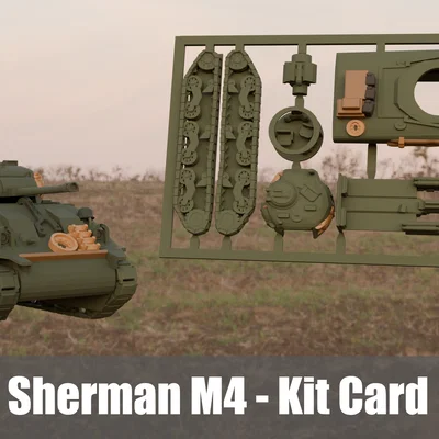 Mô hình xe tăng Sherman M4 Kitcard - In 3D nhanh chóng và chi tiết