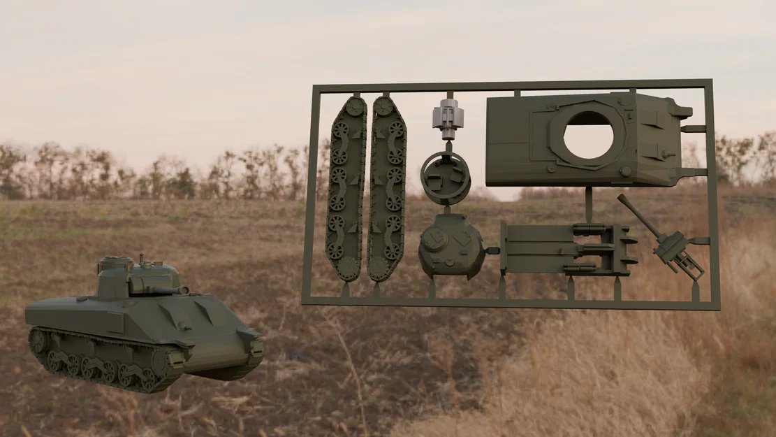 Mô hình xe tăng Sherman M4 Kitcard - In 3D nhanh chóng và chi tiết - Image 7