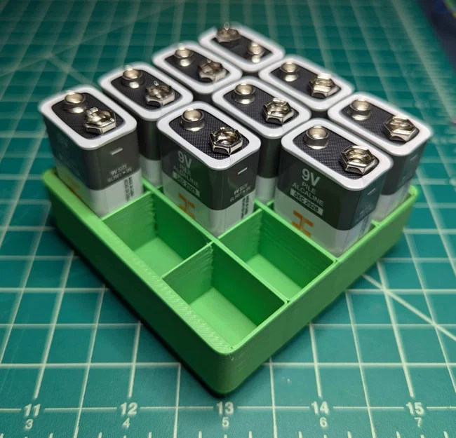 Khay đựng pin 9V chuẩn Gridfinity 2x2x4 gọn gàng và tiện lợi - Image 1