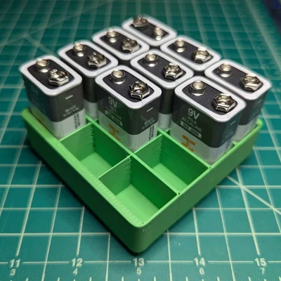 Khay đựng pin 9V chuẩn Gridfinity 2x2x4 gọn gàng và tiện lợi