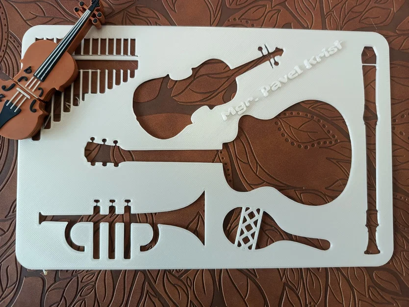 Khuôn Mẫu Thước Vẽ Nhạc Cụ 3D (Music Stencil) Cho Người Đam Mê Âm Nhạc - Image 1