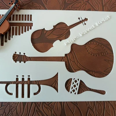 Khuôn Mẫu Thước Vẽ Nhạc Cụ 3D (Music Stencil) Cho Người Đam Mê Âm Nhạc