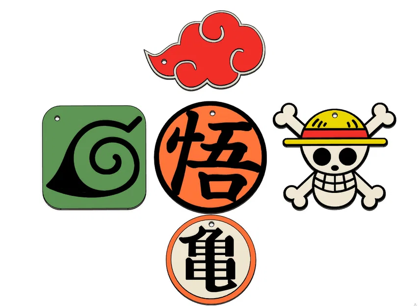 Mẫu móc khóa logo Anime 3D: One Piece, Dragon Ball, Naruto đẹp mắt - Image 1