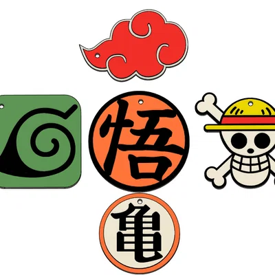 Mẫu móc khóa logo Anime 3D: One Piece, Dragon Ball, Naruto đẹp mắt