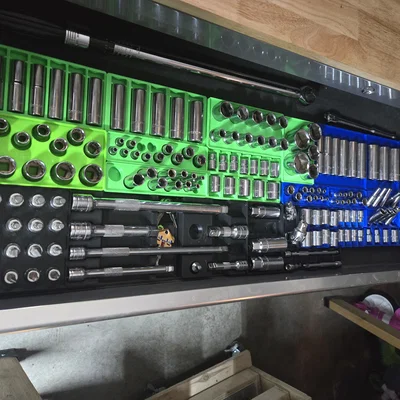 Hệ thống khay giữ đầu khẩu Gridfinity (Gridfinity Socket Holder System)