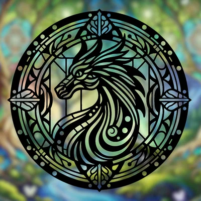 Rồng Norwegian Ridgeback Harry Potter Mandala – Wall Art 2D Geometric (Stained Glass)