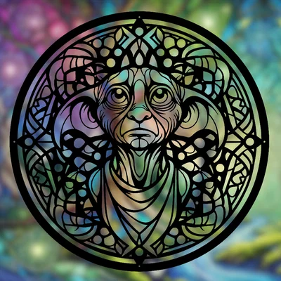 Nghệ thuật Mandala Dobby Harry Potter – Wall art 2D hình học (Stained Glass)