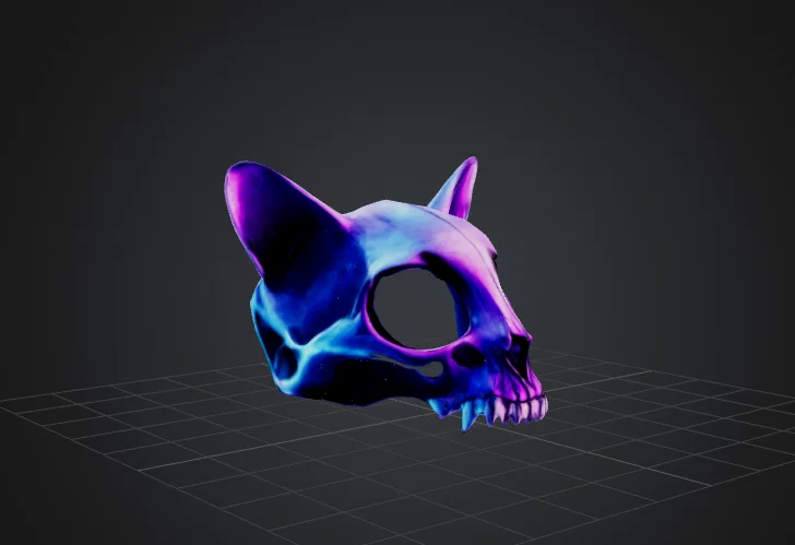 Mô hình hộp sọ mèo Neon Cat Skull - Vật phẩm trang trí cực chất - Image 2