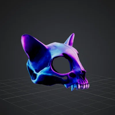 Mô hình hộp sọ mèo Neon Cat Skull - Vật phẩm trang trí cực chất
