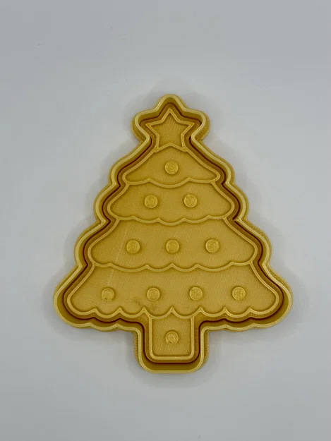 Khuôn cắt bánh quy hình cây thông Noel kèm stamp trang trí 3D - Image 1