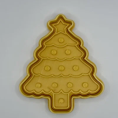 Khuôn cắt bánh quy hình cây thông Noel kèm stamp trang trí 3D