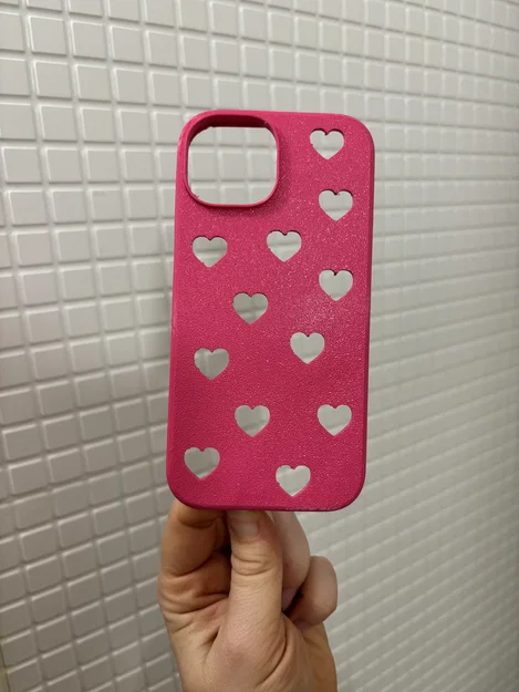 Ốp lưng iPhone 15 họa tiết trái tim dễ thương in 3D - Image 1
