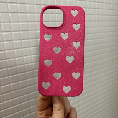 Ốp lưng iPhone 15 họa tiết trái tim dễ thương in 3D