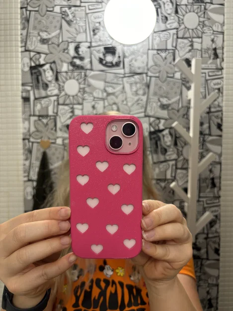 Ốp lưng iPhone 15 họa tiết trái tim dễ thương in 3D - Image 3