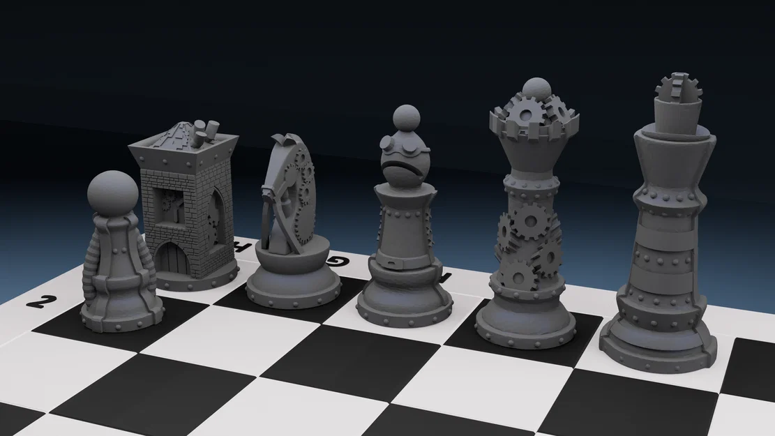 Bộ Cờ Vua Magnetic Steampunk Độc Đáo - Tự In 3D Tại Nhà - Image 1