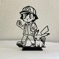 Mô hình trang trí Ash Ketchum và Pikachu 3D Line Art độc đáo - Thumbnail 1
