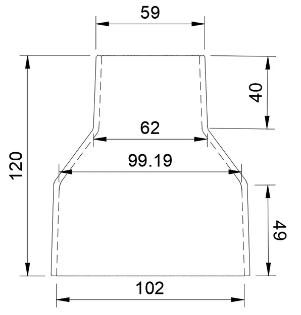Đầu chuyển đổi ống hút bụi 100mm sang 60mm (Dust collector adaptor) - Image 2