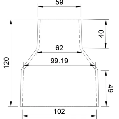 Đầu chuyển đổi ống hút bụi 100mm sang 60mm (Dust collector adaptor)