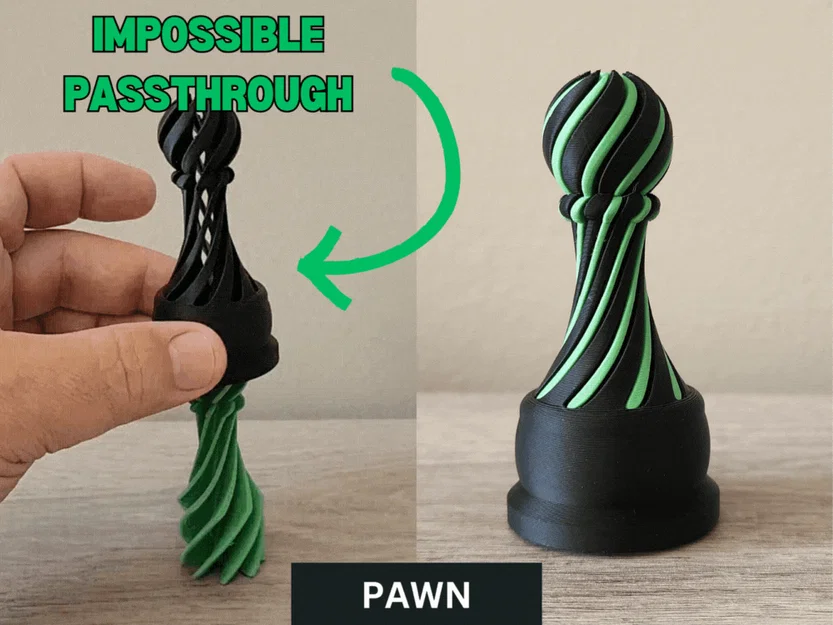 Mô hình cờ vua xoắn ốc Pawn Chess Piece Impossible Passthrough - Image 1